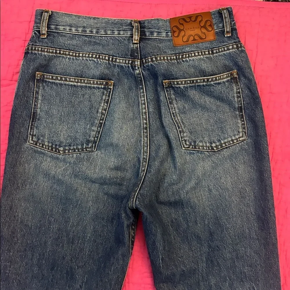 Sandro Women's Blue Straight Jeans, US4 - Picture 6 of 8